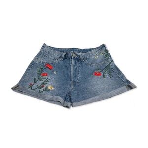 H&M &Denim High Waisted Floral Embroidered Jean Shorts – Size 8 (Fits 6)